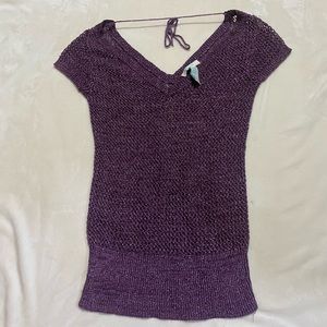 XXI purple knit tank top vest, ties in back